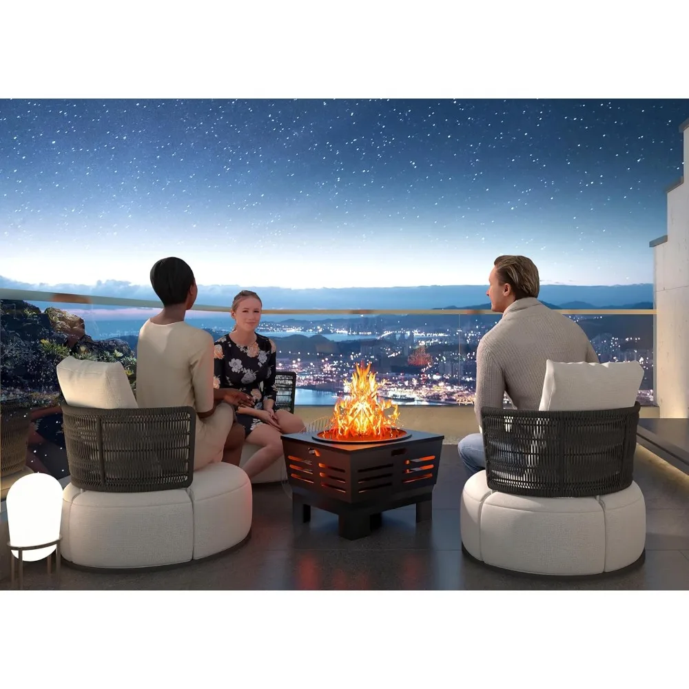 Stove Bonfire with Stand,Smokeless Fire Pit Wood Burning Firepit with Ash Pan, Portable Outdoor Firepit Cooki