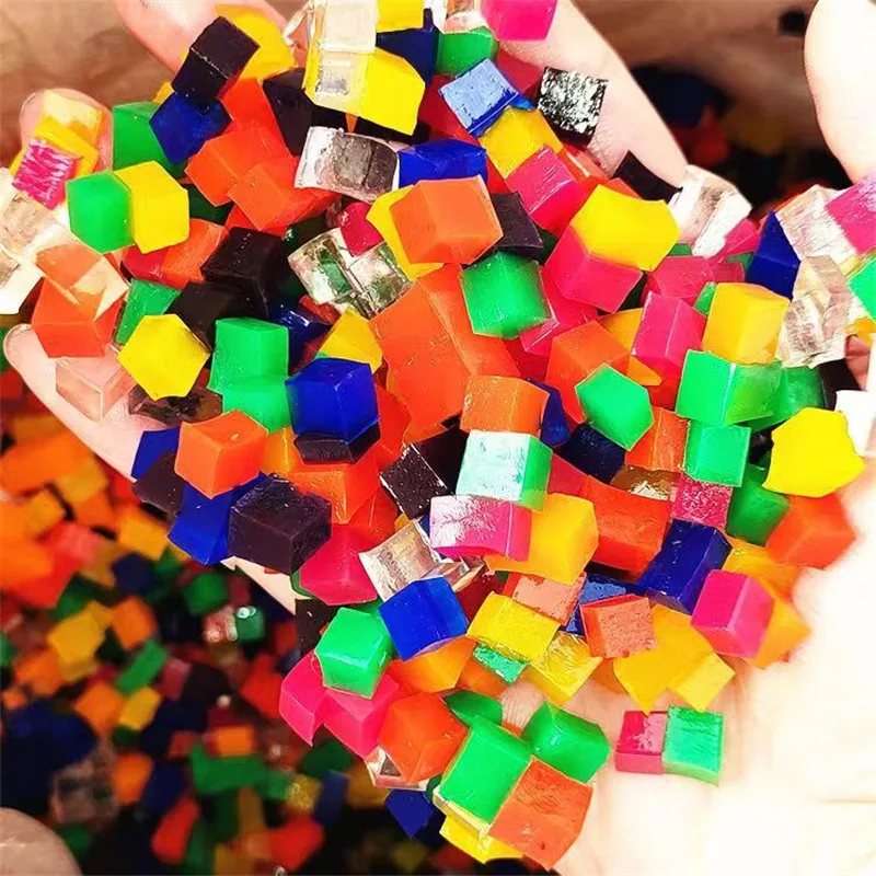 50G Large Hydrogel Square Shaped Crystal Soil Water Beads Mud Grow Block Growing Water Squares Dimensioni Circa 5*5Mm Dopo L'About3 * 3Cm