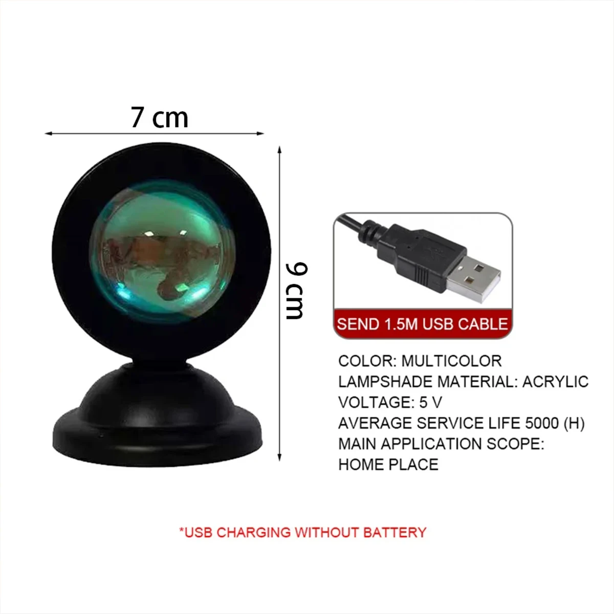 USB RGB Sunset Night Light Projector Lamp Rainbow Background Photographic LED Mini Light