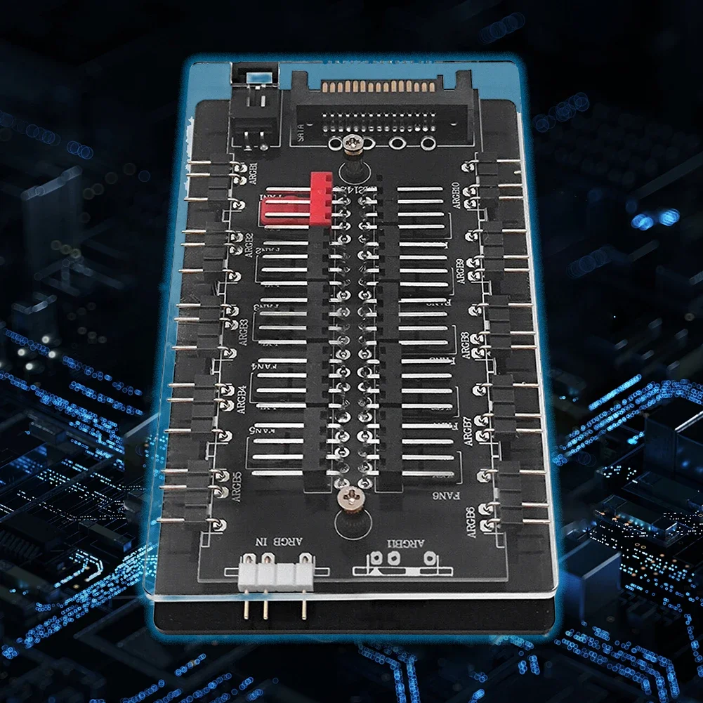 4Pin PWM & 5V 3Pin ARGB ARGB and PWM HUB SATA Power 10/16 Hub Case Fan Hub Adapter Multi Way Splitter for Desktop Computer PC