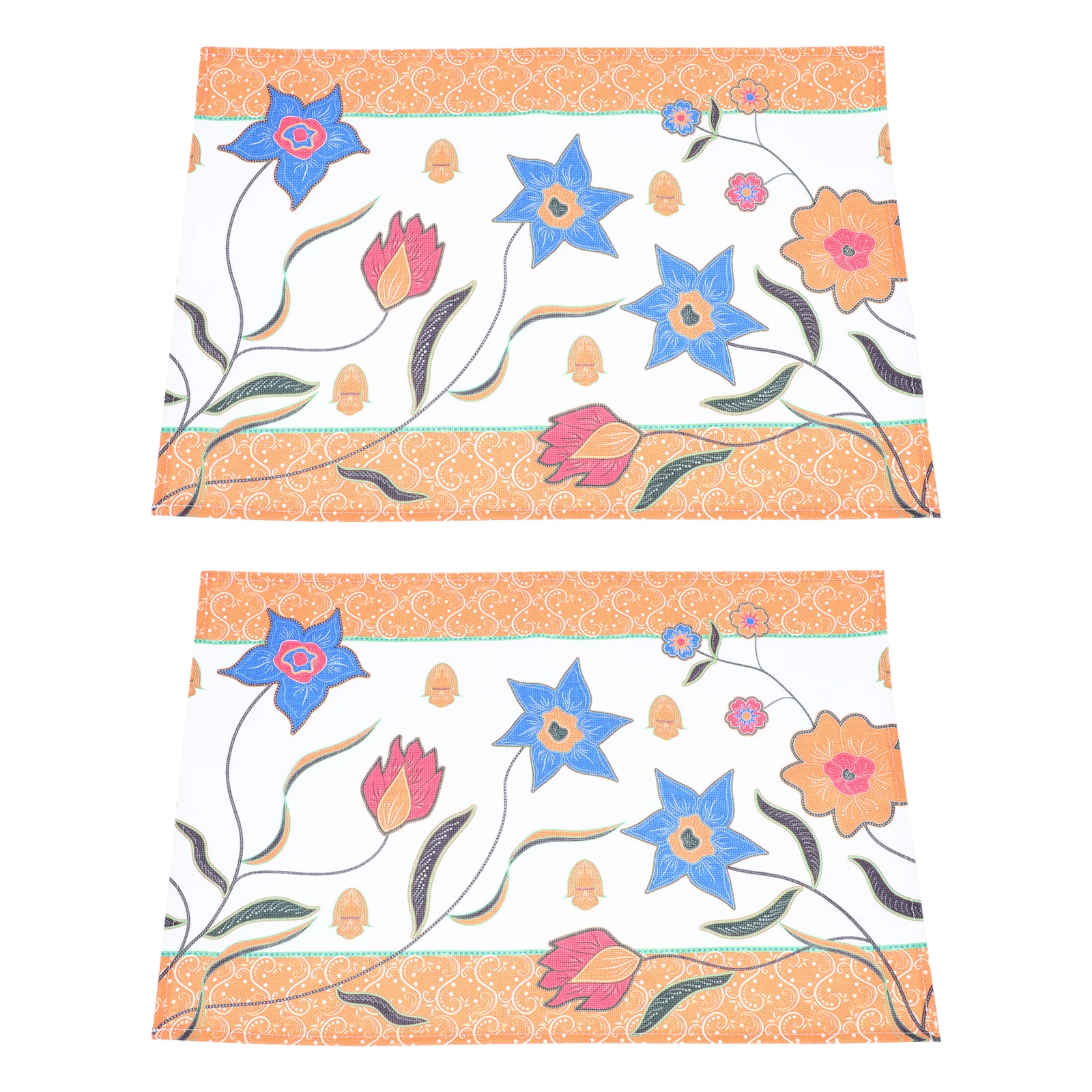 2Pcs Non skid Placemats Flower Pattern Placemats Wear resistant