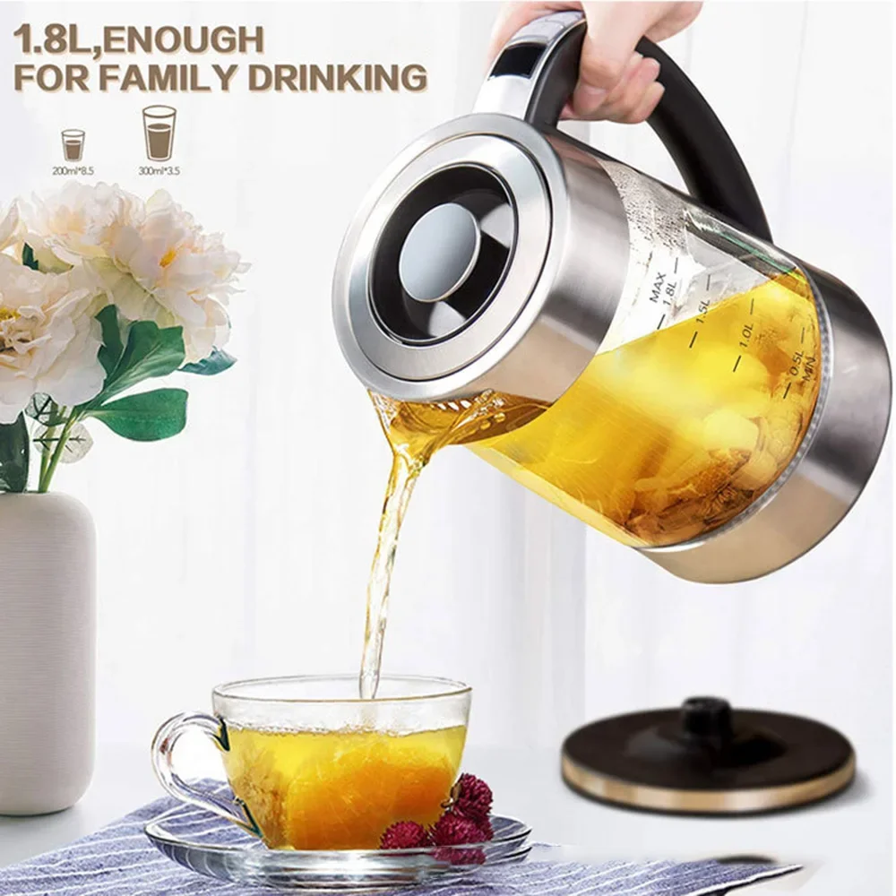 Smart Thermostatic Glass Electric Kettle 1.8L Capacity Automatic Thermostat Suitable for Home, Office, Hotel 4