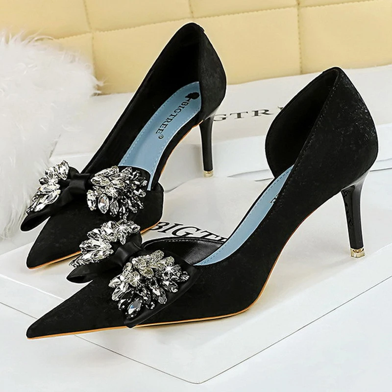 Rhinestone Bow Pointed Toe Heels With Bow Gianni Bini EzlynnThree