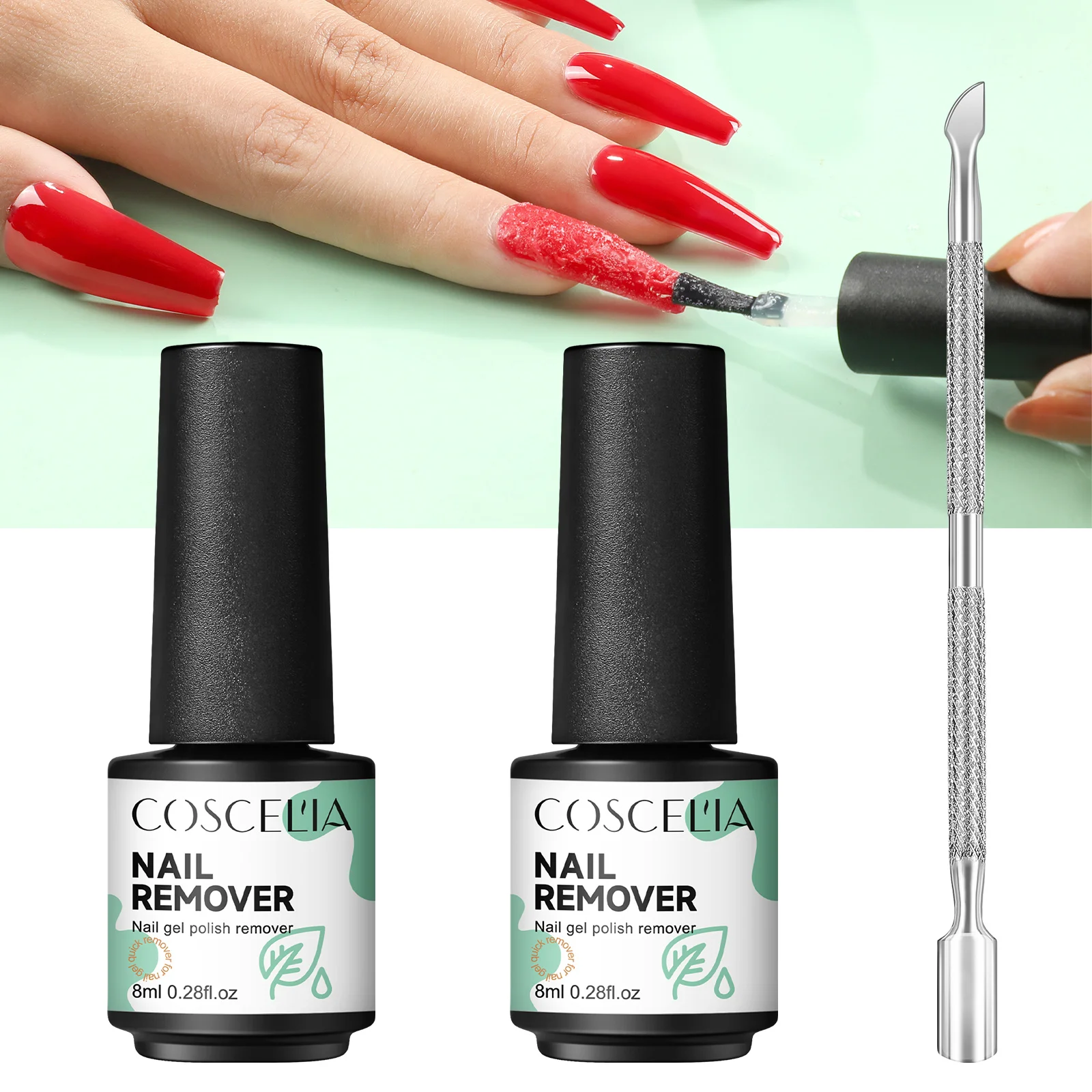 Nail Gel Polish Remover Cuticle Pusher Clean UV Soak Off Tools Manicure 2pcs 8ml nail polish remover,nail gel remover,nail debonder
