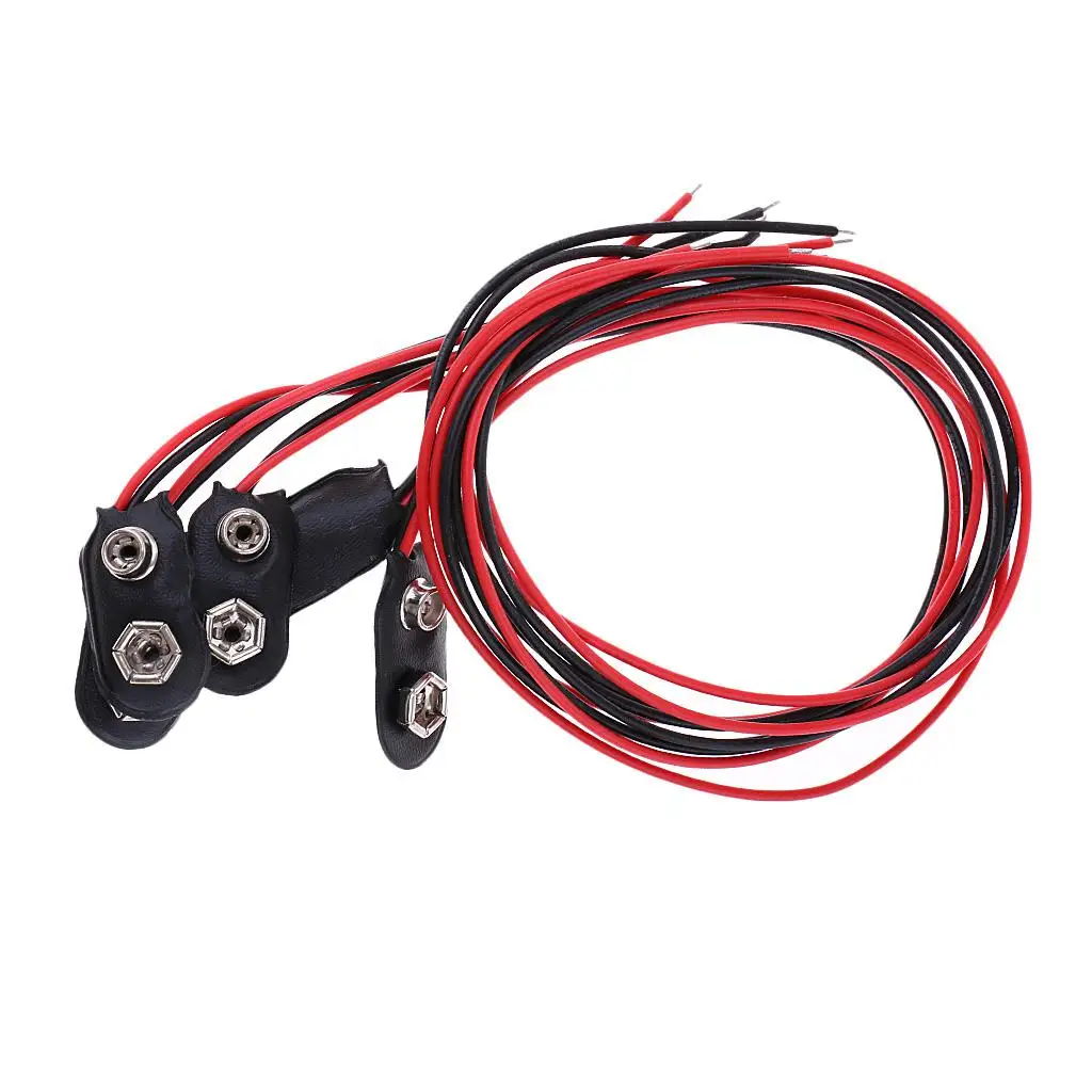 

3X 9V Battery Clips Connector Buckle Double Cable Connection Line Tool 31cm