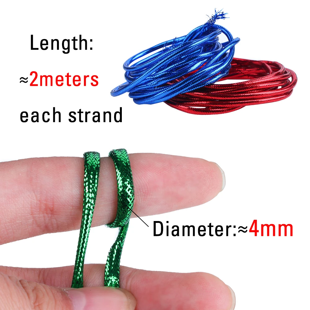 Fishing Lure Fly Tying Thread 2M/Pack 4mm Holographic Mylar Hollow Cord Minnow Body Braid Flash Tube for Fly Fishing