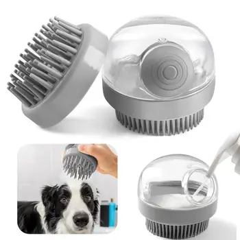 1PCS Multifunctional Pet Bath Brush with Soap and  Shampoo Dispenser Soft Silicone Bristle Brush for Dog and Cat Washing Massage