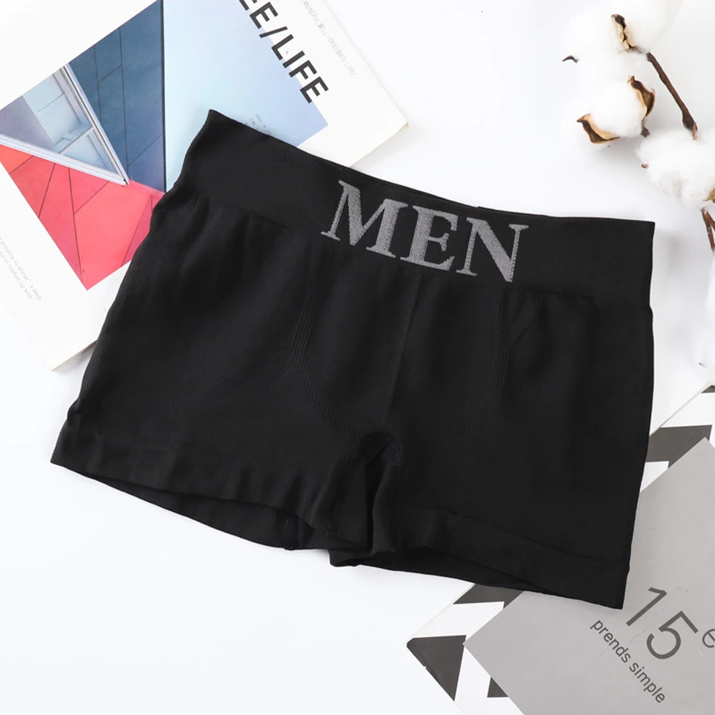 Mens Middle Waist Boxer Shorts Seamless Boxer Briefs Sexy Underwear Trunks Elastic Underpants Plus Size Flat Boxers Breathable