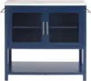 Kitchen Island, Microwave Stand, Coffee Bar with Storage Shelves, Towel Bars, Navy 4