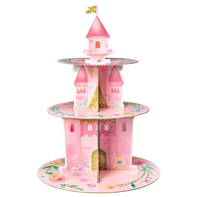 Tiered Watercolor Castle Cupcake Stand