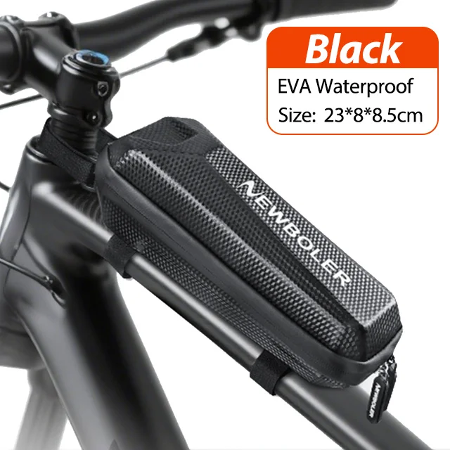 Borsa per bicicletta NEWBOLER EVA con guscio rigido per mountain bike e bici da strada - Borsa da telaio anteriore, borsa impermeabile per tubo superiore, attrezzatura da ciclismo