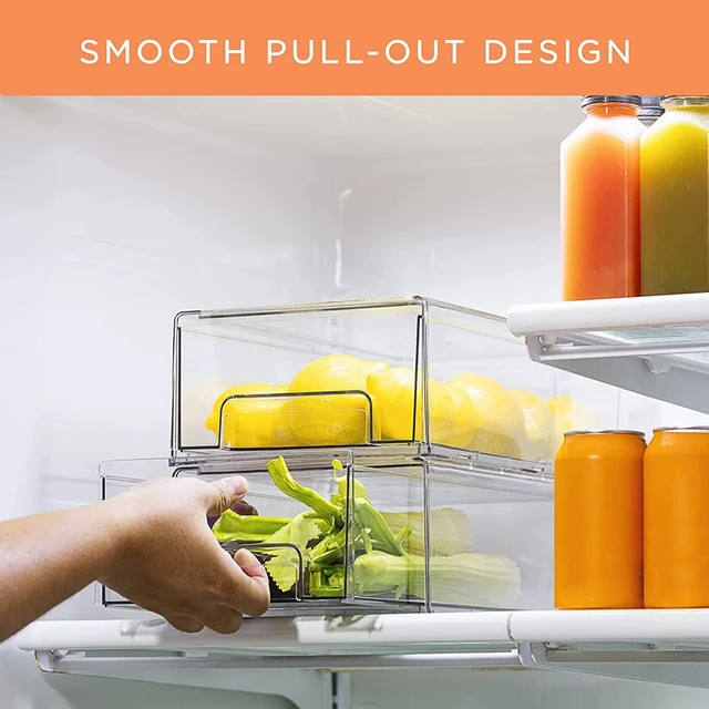 Refrigerator Storage Organizer Bins Plastic Stackable Storage Box with Drawers  Pull-Out Cabinet Containers, for Fridge Kitchen - AliExpress