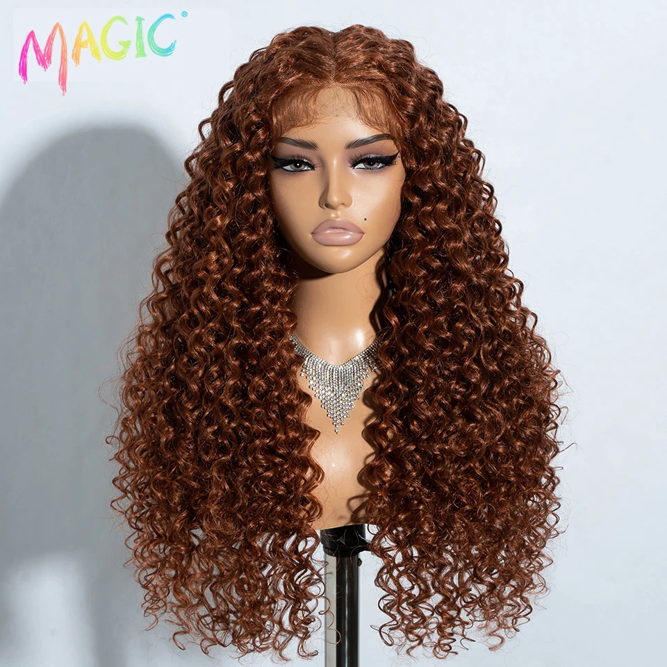 Magic Synthetic Lace Front Wig Baby Hair Red Wig Long Curly Wig 30 Inch Ombre Blonde Ginger Lace Wigs For Black Women Wigs freedom long wavy headband wig for black women none replacement ombre blonde brown grey body wave synthetic headband wig