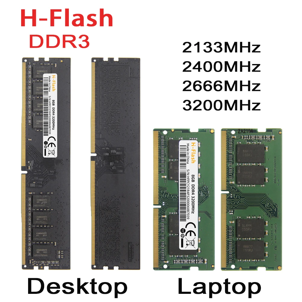 

Laptop Desktop DDR4 RAM 4GB 8GB 16GB 2400 2666 3200MHz Desktop Memory H-Flash DDR4 Non-ECC Unbuffered DIMM cooling vest black