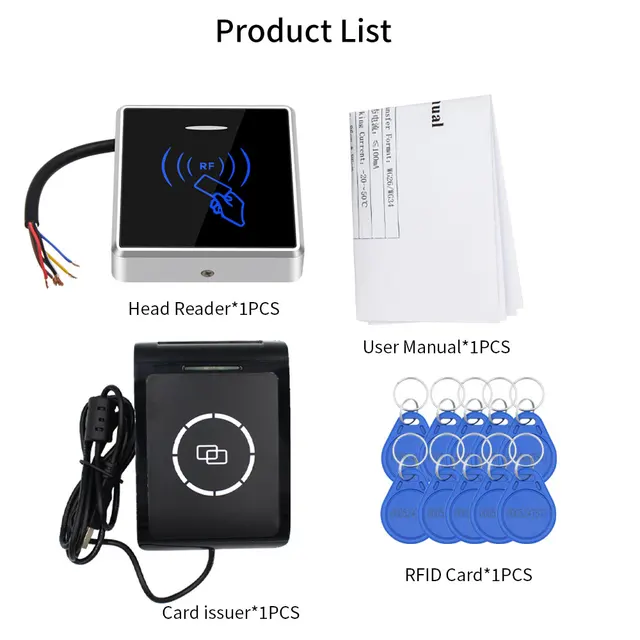 Anti Copy Encryption Anti Duplication Access Control Card Reader Kit Anti-copy RFID Card + USB Card Sensor + Wiegand Card Reader 5