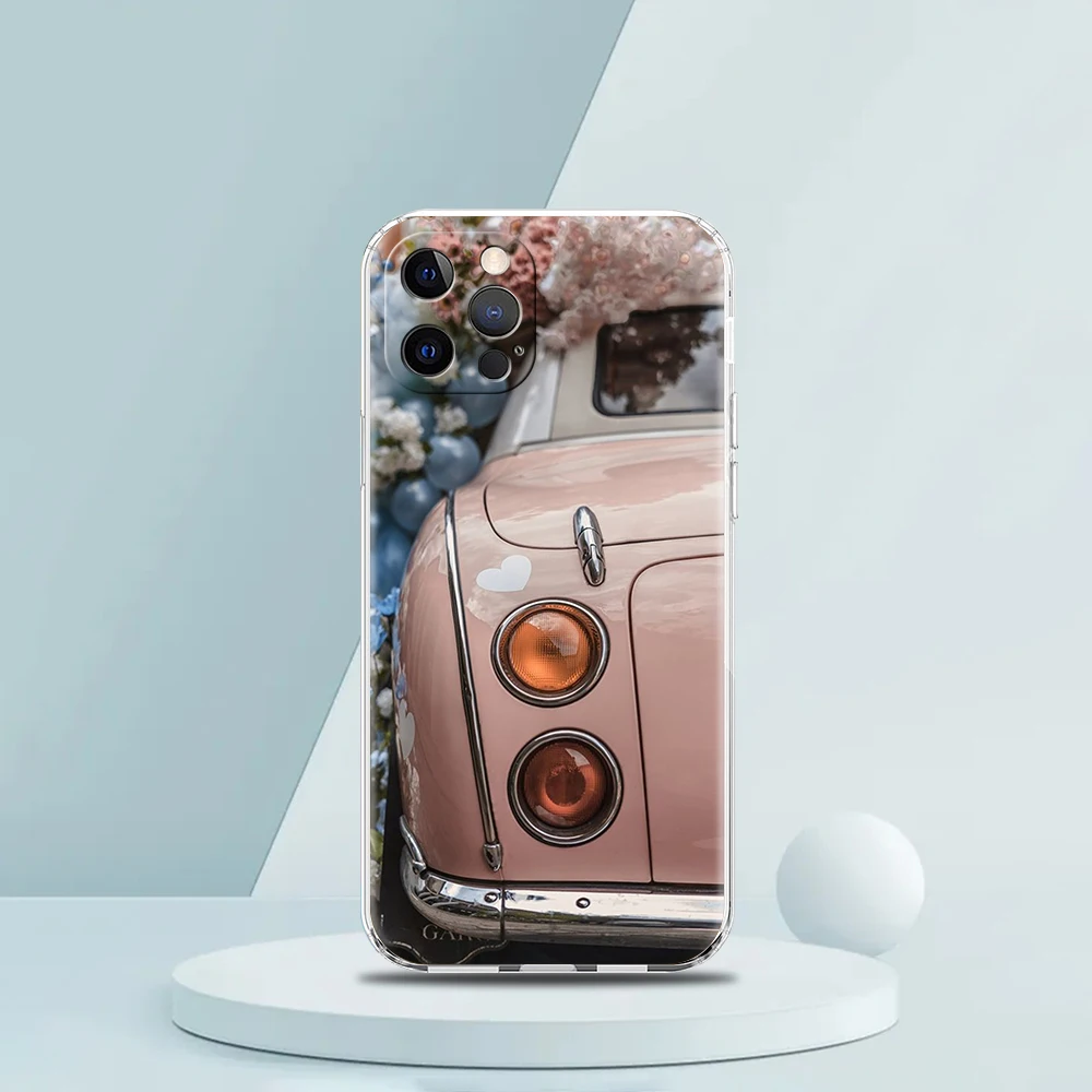 Timeless Vintage Luxury Car-Themed Silicone Phone Case - Clear Cover