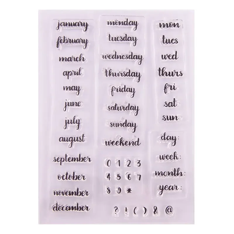 Clear Stamps Clear Rubber Stamps Month Date Clear Stamp Transparent Silicone DIY Stamp Seal Sheet for Scrapbooking Making Album Photo Handmade Decoration