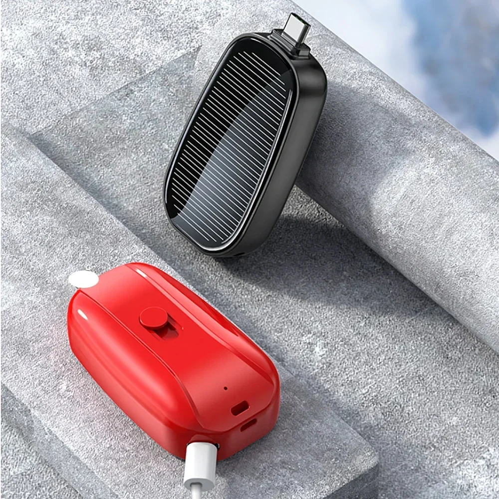 Solar Mini Power Bank Key Ring Portable Charger Outdoor Camping External Battery Emergent Power 1200mah Powerbank for Xiaomi 6
