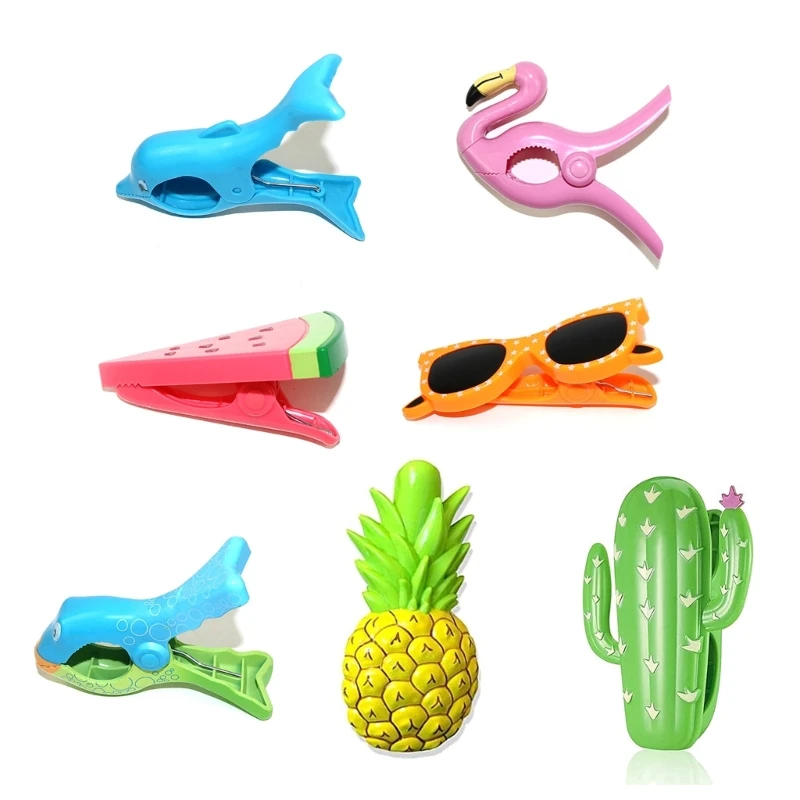 

Y1UB Summer Plastic Color Clips Cute Animal Beach Towel Clamp Prevent Wind Clothespin Clothes Pegs Drying Rack Retaining Clip