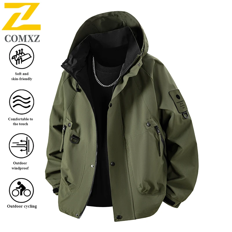 EiAO Jacket Mountain Utility  Men Women Waterproof Windproof Hooded Workwear Coat for Hiking Camping Fishing Outdoor Techwear