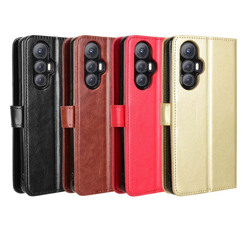 Luxury Leather Flip Wallet Case with Stand Function and Card Holder - Magnetic Cover