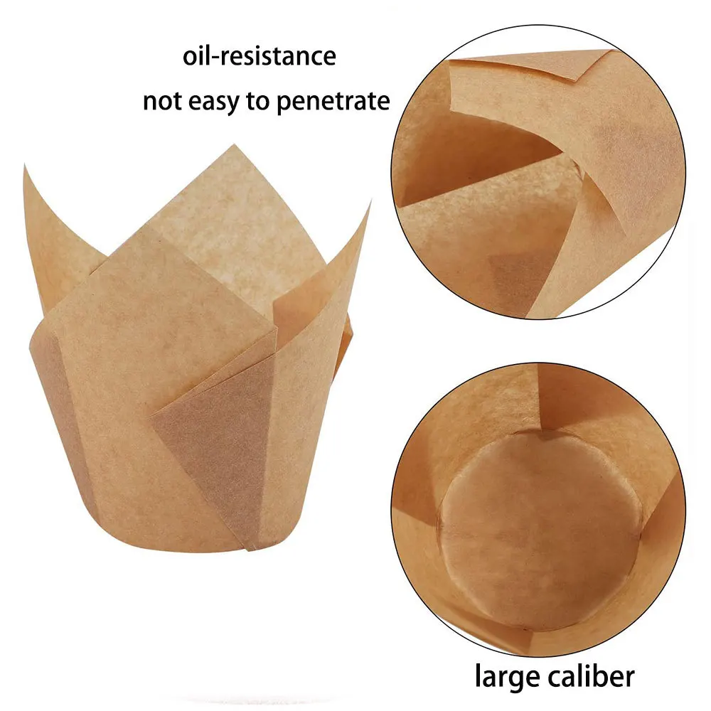 Cake Making Tools Cake Baking Tools Cake Mold Baking Paper 50pcs Tulip Muffins Baking Cups Tulip Muffin Cupcake Liner Paper Moulds Cake Wrapper Oilproof For Wedding Party