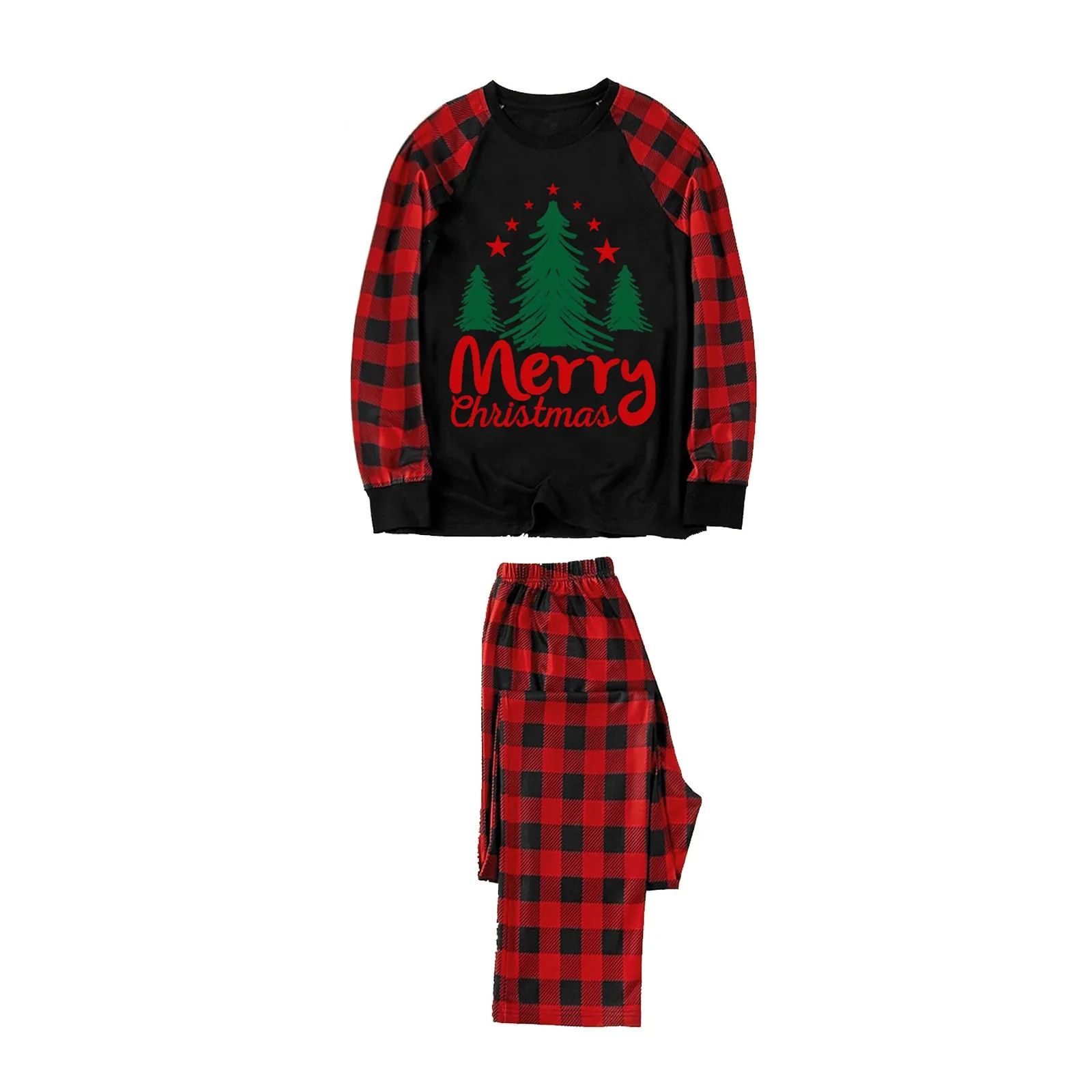 thumbnail image 5 of Pijamas familiares a juego de Navidad 2024 con patrón de árbol, conjuntos de manga larga, ropa para mamá, papá y niños, pijamas suaves y lindos, aspecto navideño, 5 of 5