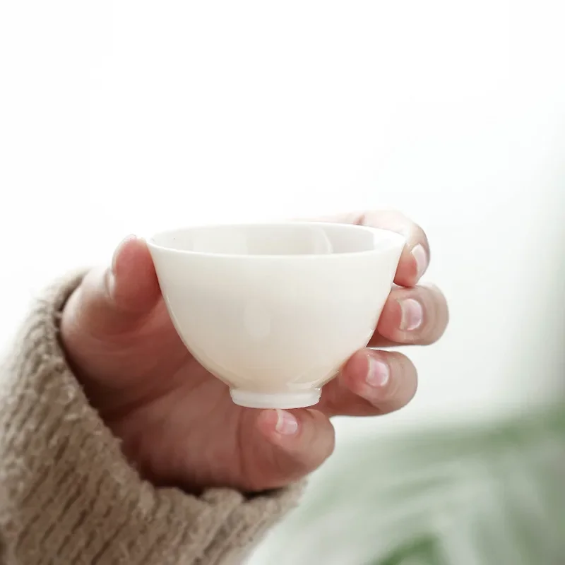 Whiteware Tea Cup Handmade Thin Tire Teacup Fragrance-Smelling Cup Master Ceramic Kung Fu Tea Small Bowl Teacups
