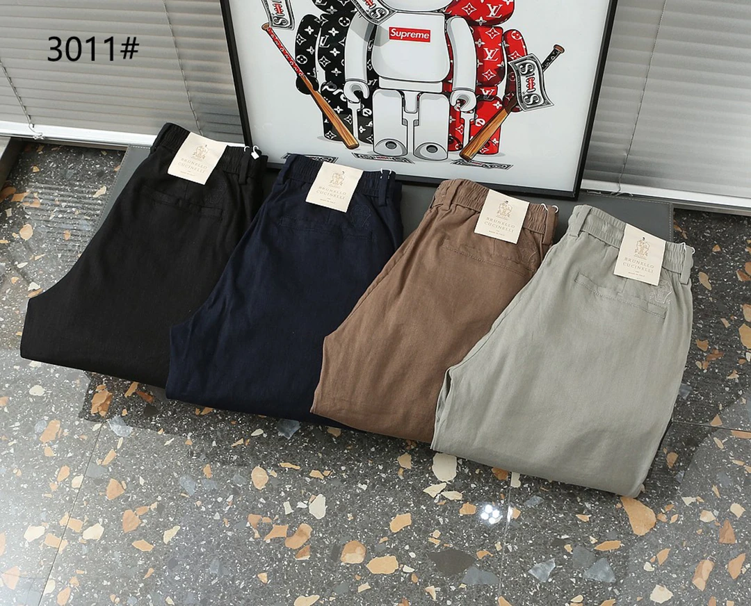 

2024 BC New casual pants Spring/Summer Tencel hemp fabric Men Fashion Middle-waisted Quality trouser Soft comfortable Old Money