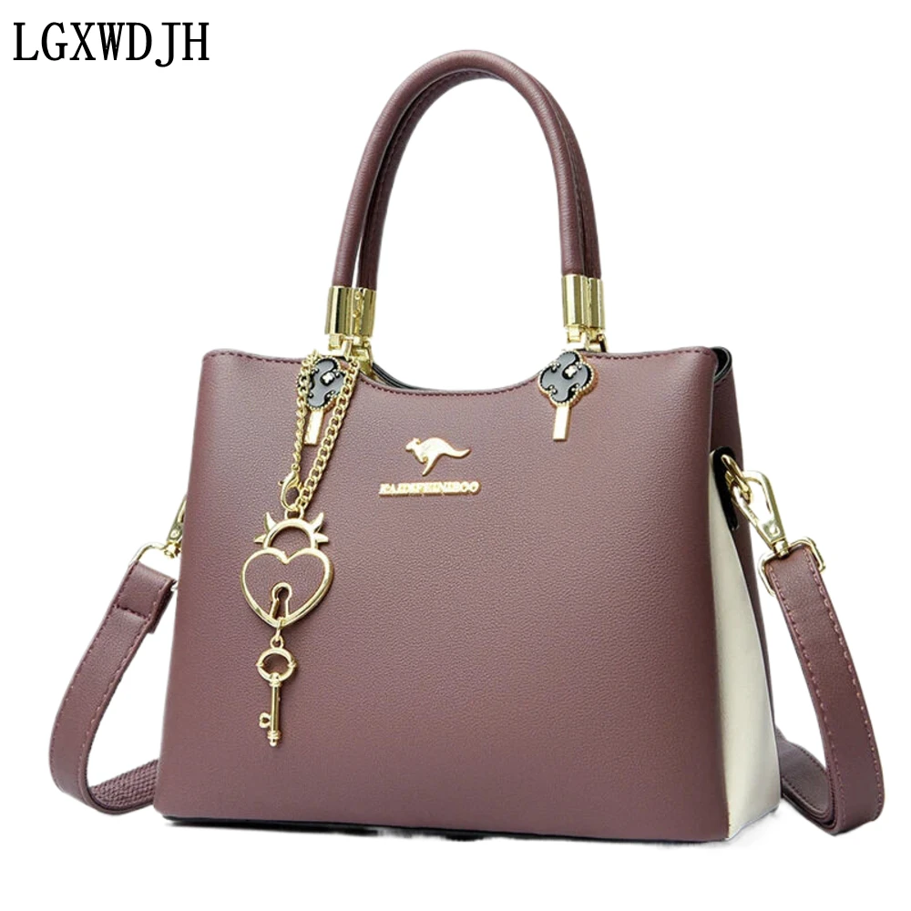 Multi-function color contrast Lady Shoulder bag  Fashion large capacity New crossbody bags for women  PU leather elegant handbag
