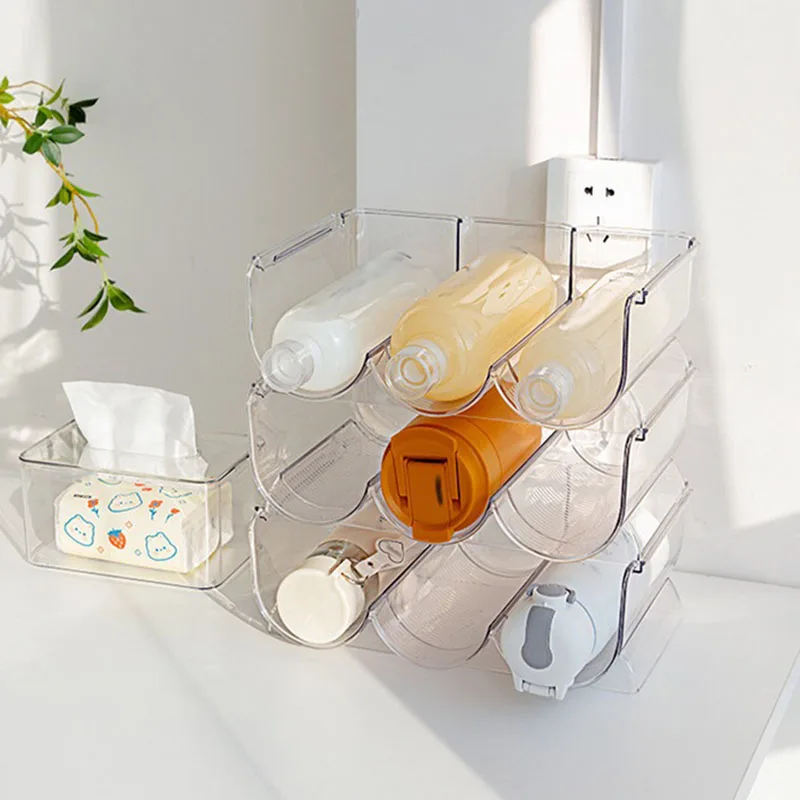 Refrigerator Organizer Tray Wine and Glasses Plastic Wine Can Shelves Stackable Glass Storage Racks Cup Storage Rack