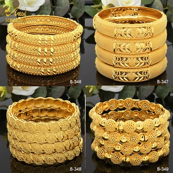 Braccialetti di lusso color oro 24 carati Dubai per le donne Braccialetti africani indiani Fascino Matrimonio Etiope Arabo Gioielli a mano Regali per feste 1