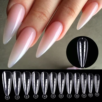 100 pz/scatola Forme per Unghie in Gel Polimerico Trasparente, Strumenti Professionali per Nail Art per una Manicure Perfetta
