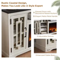 Farmhouse Fireplace TV Stand with 36" Electric Fireplace for 80 Inch TV, 32" Tall Entertainment Center, Modern Media Console, 6 5