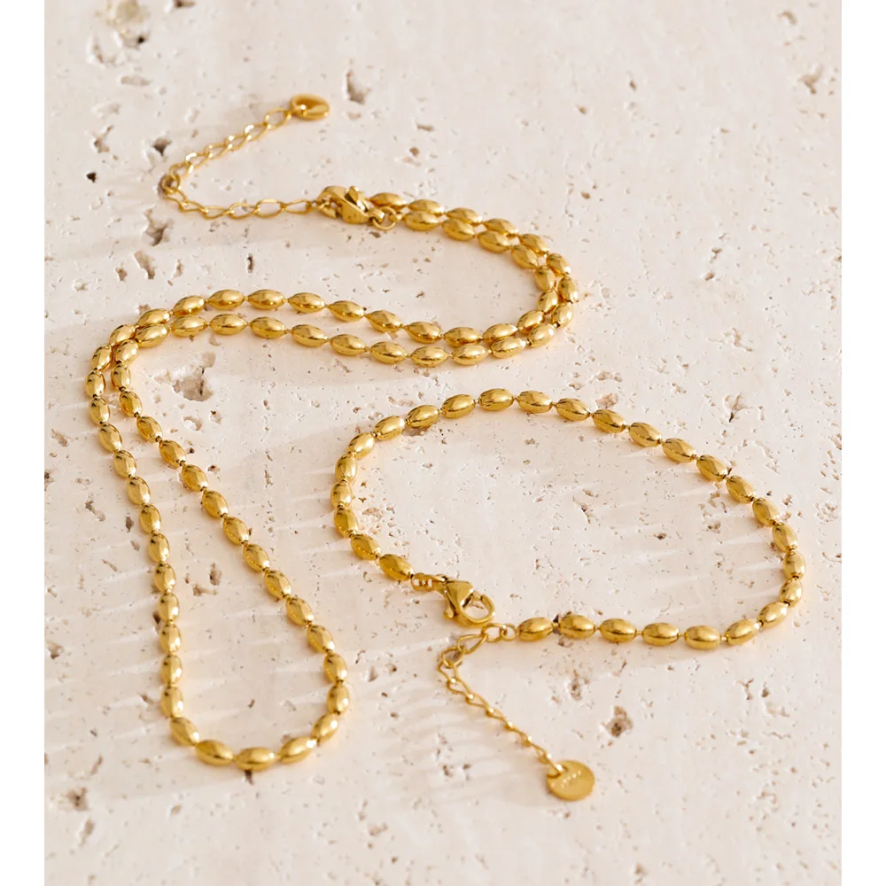 Yhpup Stainless Steel Beads Chain Jewelry Set