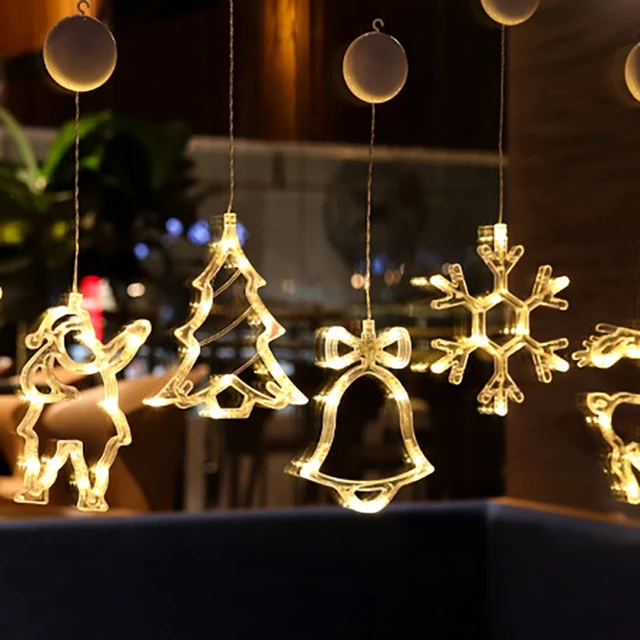 1pc Guirlande De Lumières De Noël, Pendentif Ventouse Pour Fenêtre