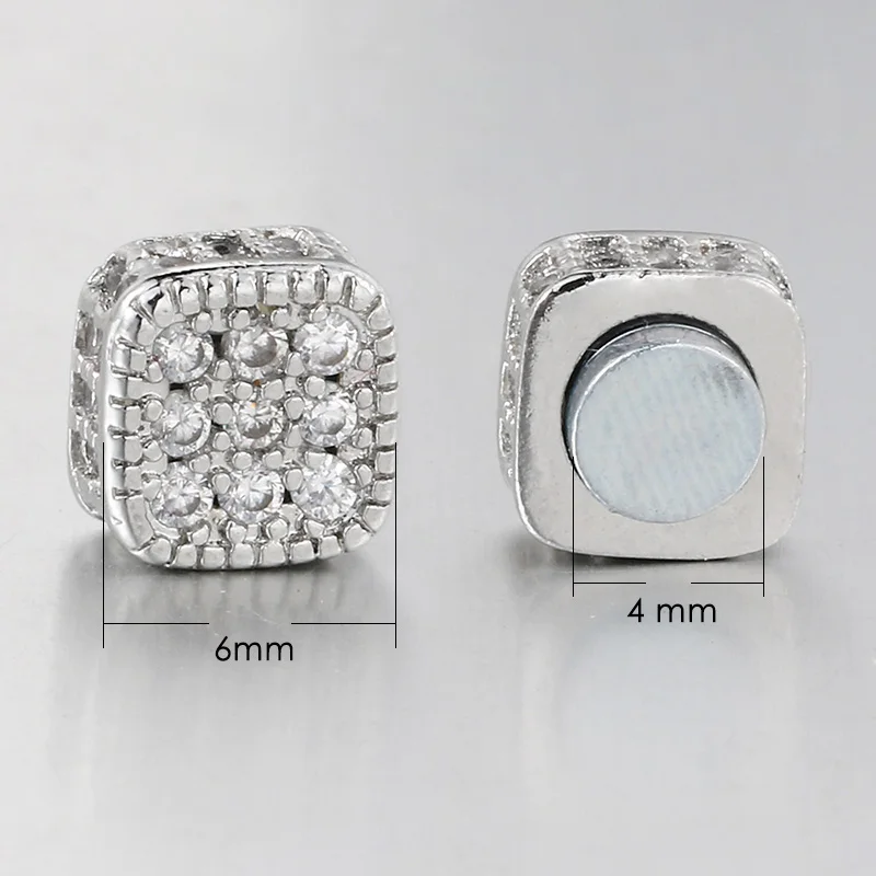 Ice Out Fake Earrings For Men Women Strong Magnet Magnetic Stainless Steel Non Piercing Hip Hop Rock Fashion Jewelry Accessories 6