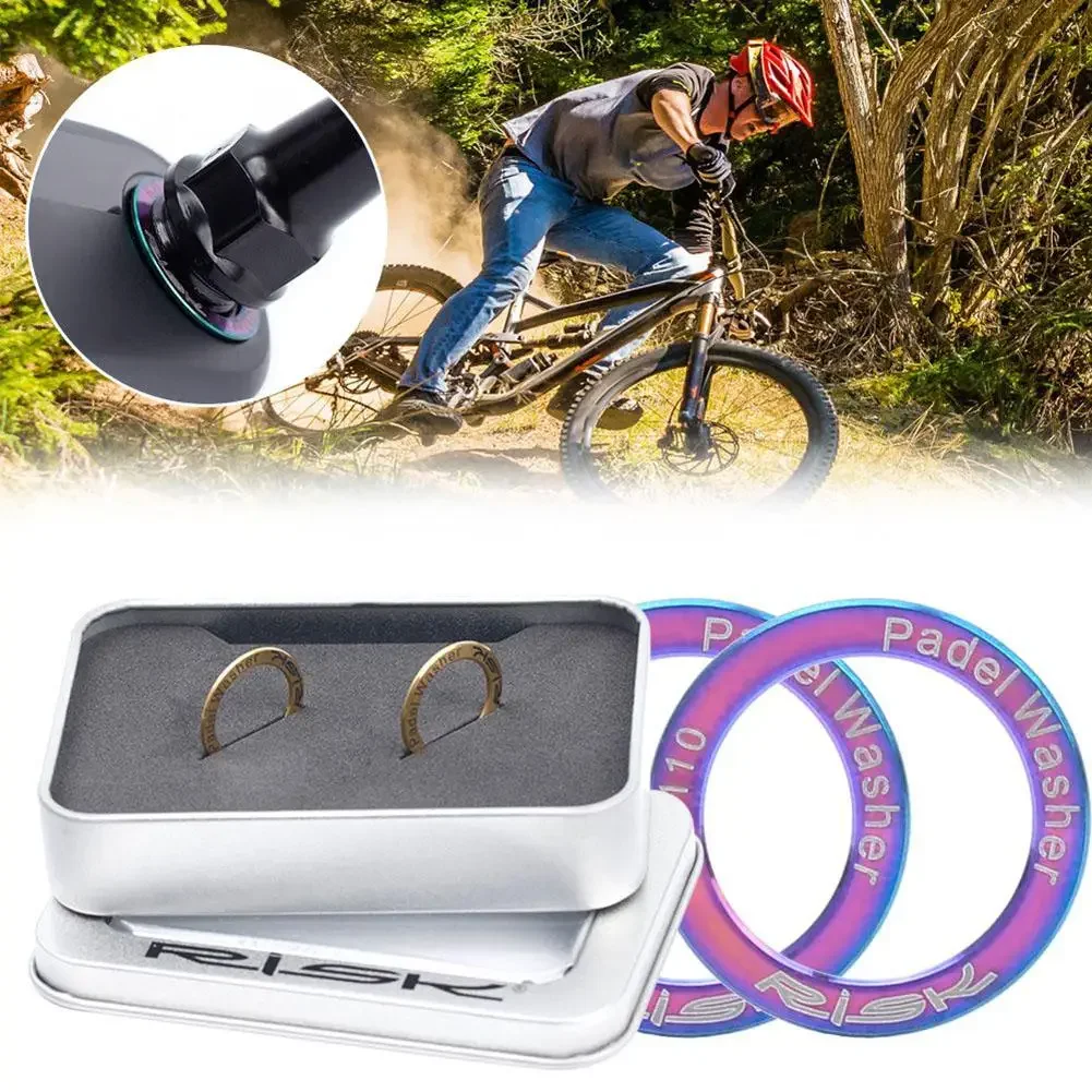 RISK 2PCS Bicycle Pedal Washer Titanium Alloy MTB Bike Pedal