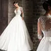 Elegant Lace Wedding Dresses vestido de novia 2022 Half Sleeves V-Neck Bride Dress Sweep Train Pockets Customize Robe De Mariee 1