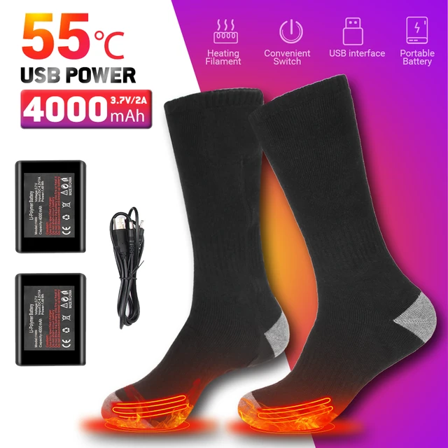 Chaussettes Chauffantes, 5000mAh Chaussettes Chauffantes USB