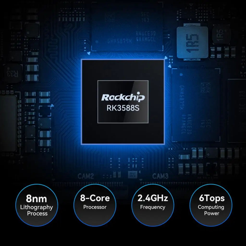 Khadas Edge2 RK3588S ̱  ǻ, 8 ھ 64 Ʈ CPU, ARM Mali-G610 MP4 GPU, 6 TOPS AI NPU, Wi-Fi 6, B