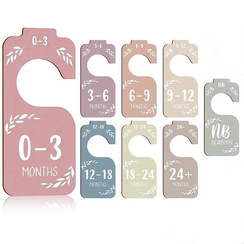 8PCS Baby Closet Dividers Wooden Baby Clothes Size Dividers Double Side Nursery Organizer Boys Gilrs Shower Gift Nursery Decor - 3