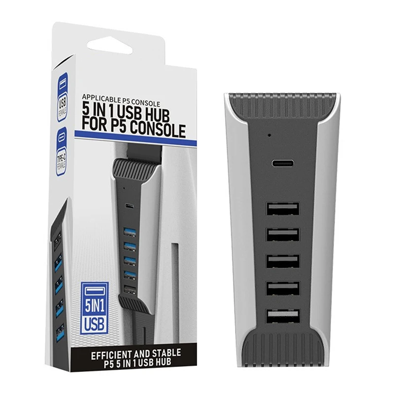 

5 в 1 USB-разветвитель, расширитель для PS5, USB, разветвитель, расширитель, высокоскоростной порт-адаптер для PS5