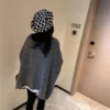 Women Fashion Knitted Cardigan Latern Sleeve Baggy Loose Sweater Coat Fall Winter Spring Coat Solid Chic Tops Casual Cardigans 6