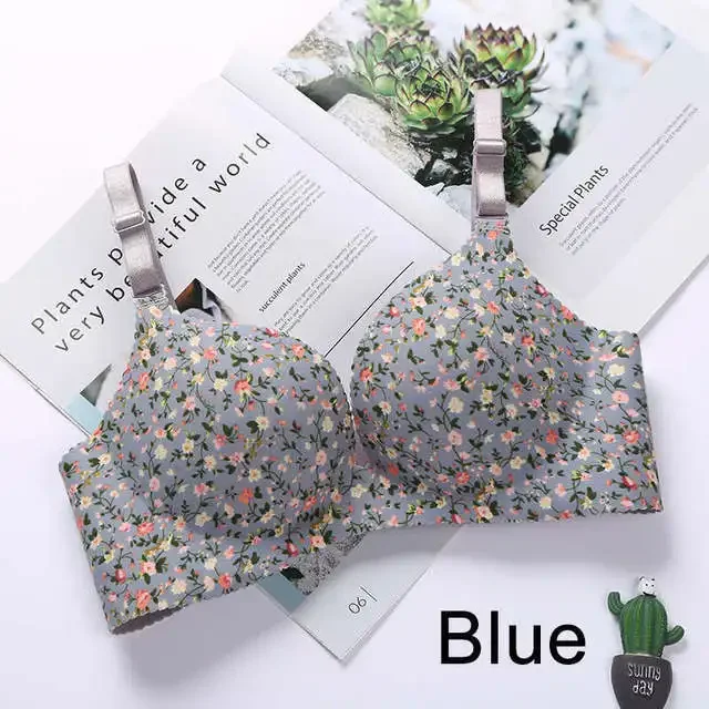 Women Flower Print Seamless Bra Sexy Lingerie Flor...