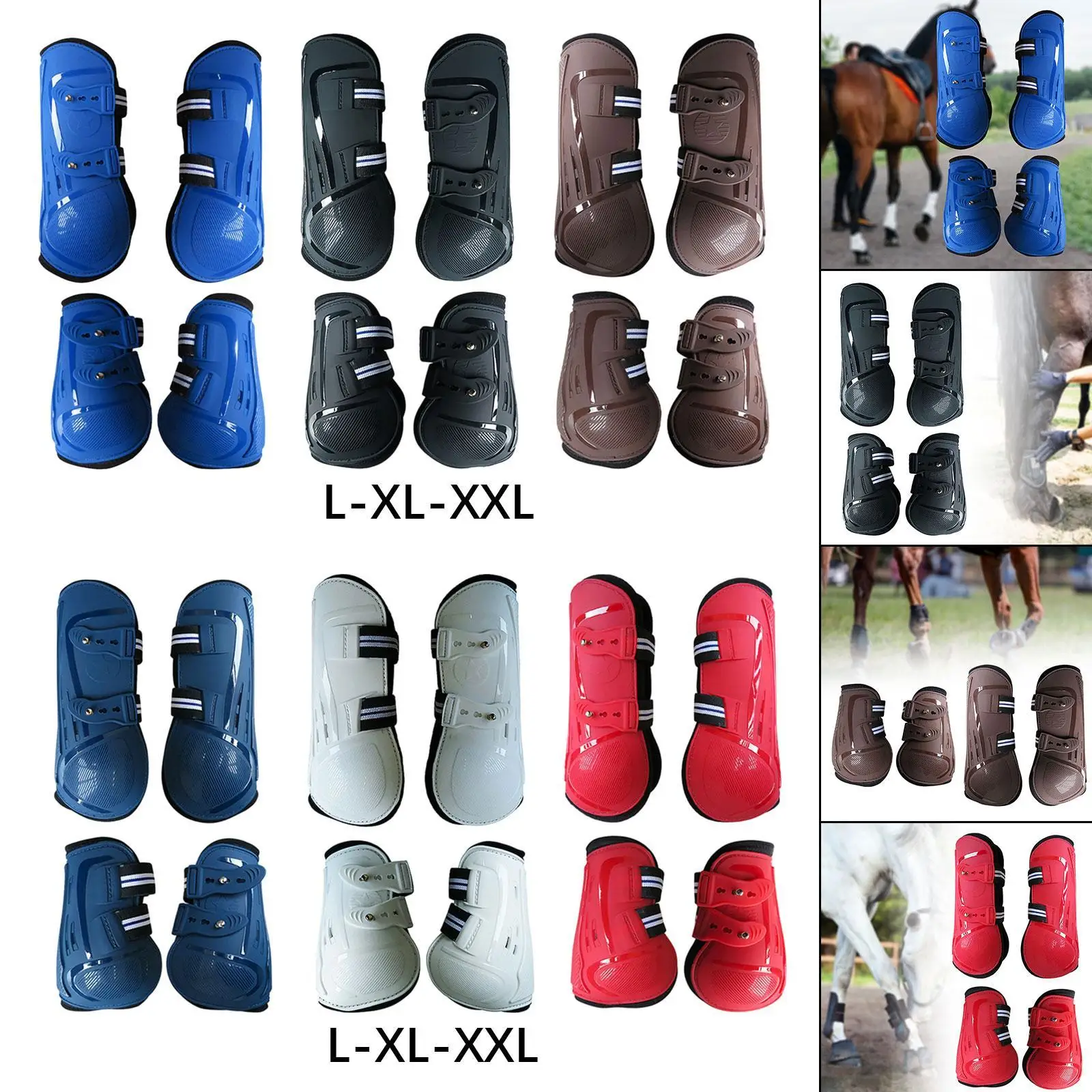 4Pcs Horses Boots Leg Protective Shockproof Support Multifunction Leg Wraps Guard for Jumping Training Equestrian Equipment 4
