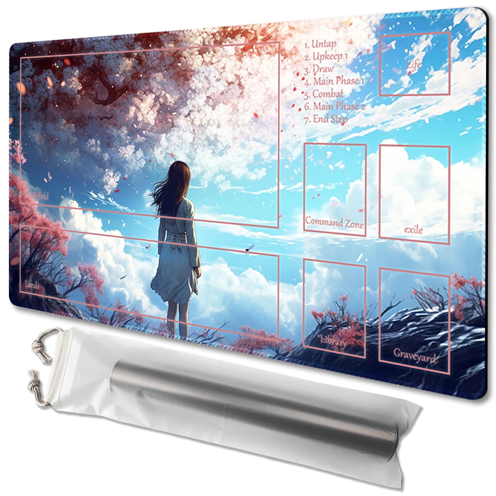 

Flower rain- Board Game TCG Playmat Table Mat Game Size 60X35 CM Mousepad Compatible for MTG CCG