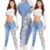 Pencil Pants Jeans Women Sexy Hollow Out Denim Pant Hole Pockets Mid Waist Washed Button Lace Spliced Mom Lady Slight Strech