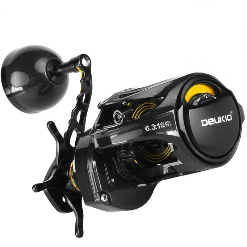 Baitcasting Reel Magnetic Brake System Spinning Fishing Reel 16KG/35LB Max  Drag 6+1BB 6.3:1 Gear Ratio High Speed Clicker Wheel