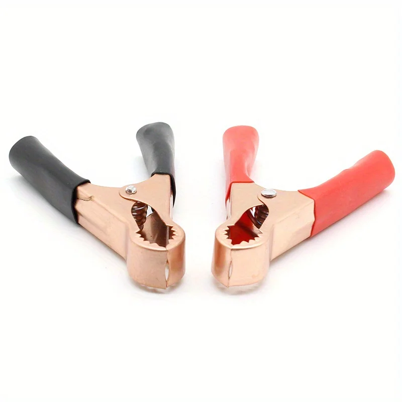 2Pcs 50A Red + Black 80mm Crocodile Car Caravan Van Battery Test Lead Clips Alligator Clips Connector Plug Power